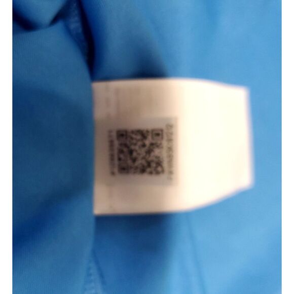 Adidas Golf Polo Shirt L Prisma Blue Short Sleeve Abstract Print Logo Raised Arm - Picture 12 of 12